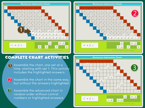 Montessori Subtraction Charts screenshot 4