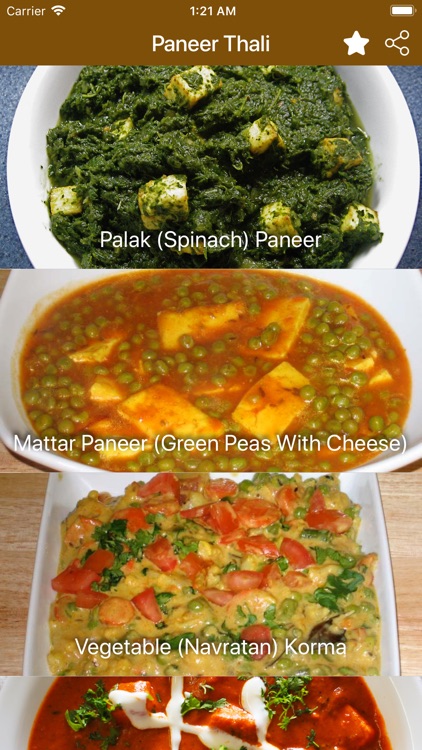 Paneer Thali in English