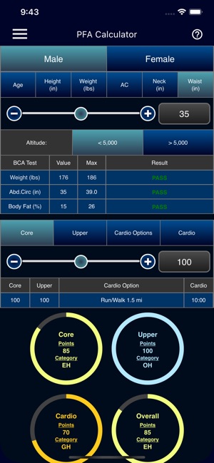 Navy Bca Calculator Chart