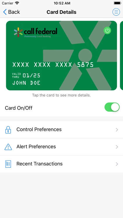 Call Federal Card Controls