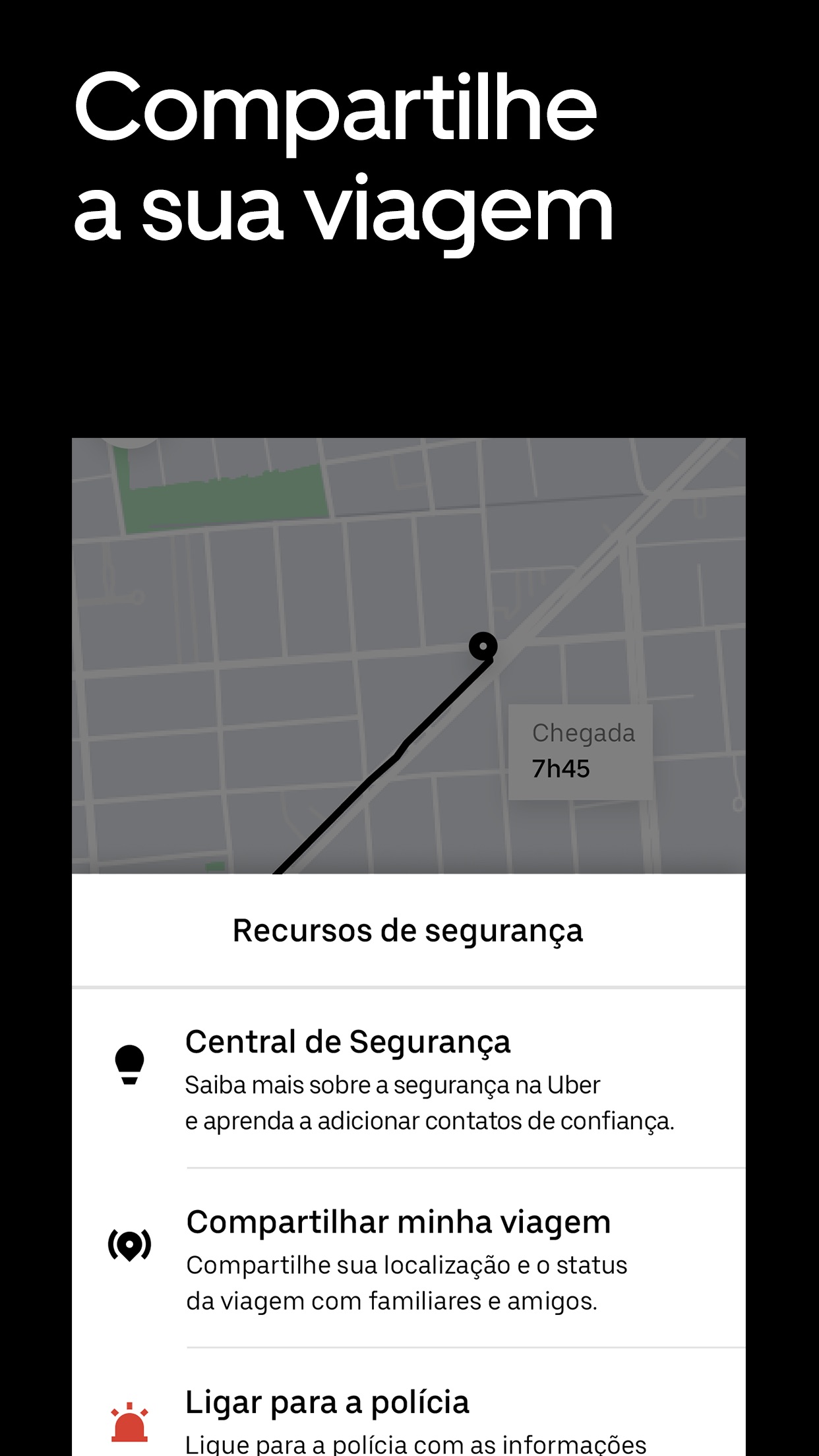 Screenshot do app Uber