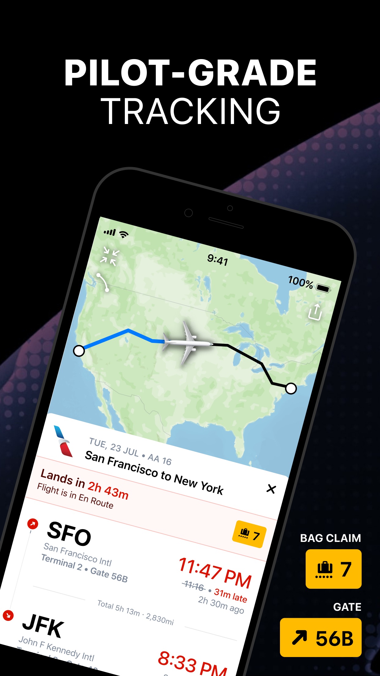 Screenshot do app Flighty - Live Flight Tracker