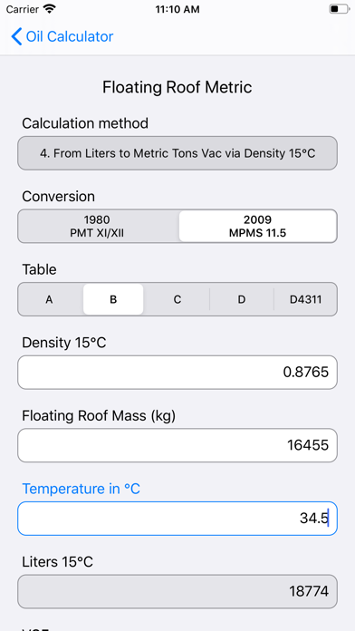 Saybolt Oil Calculator screenshot 2