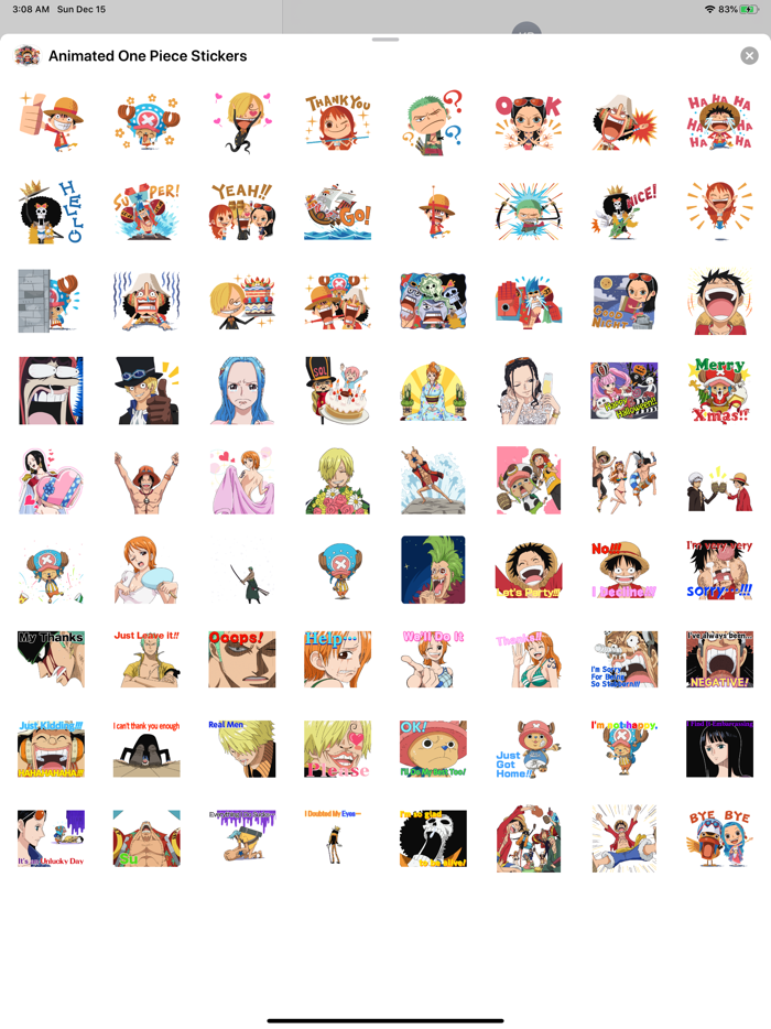 Animated 1 Peice Stickers