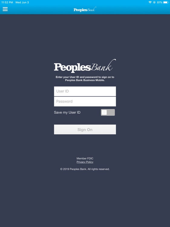 Peoples Bank Business for iPad