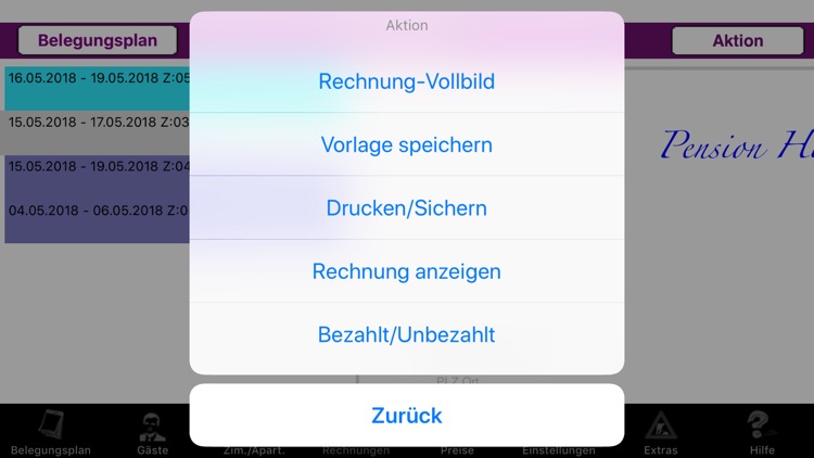 Zimmerbelegung und Abrechnung screenshot-6