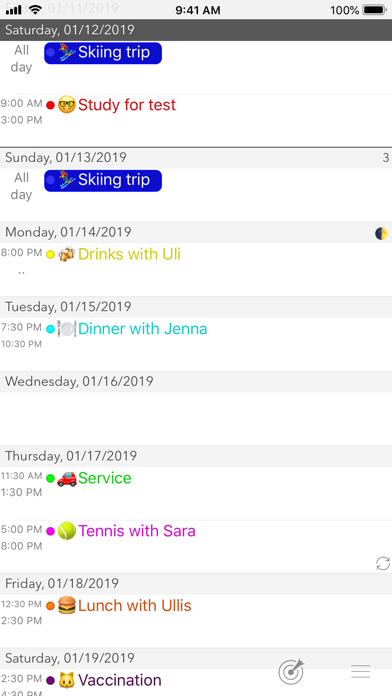 Calendar review screenshots