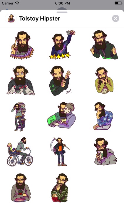 Tolstoy Hipster Sticker Pack