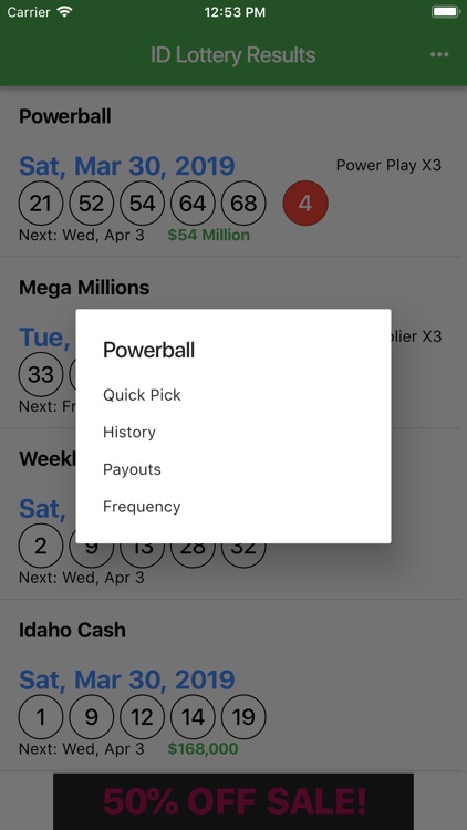 Idaho Powerball Payout Chart