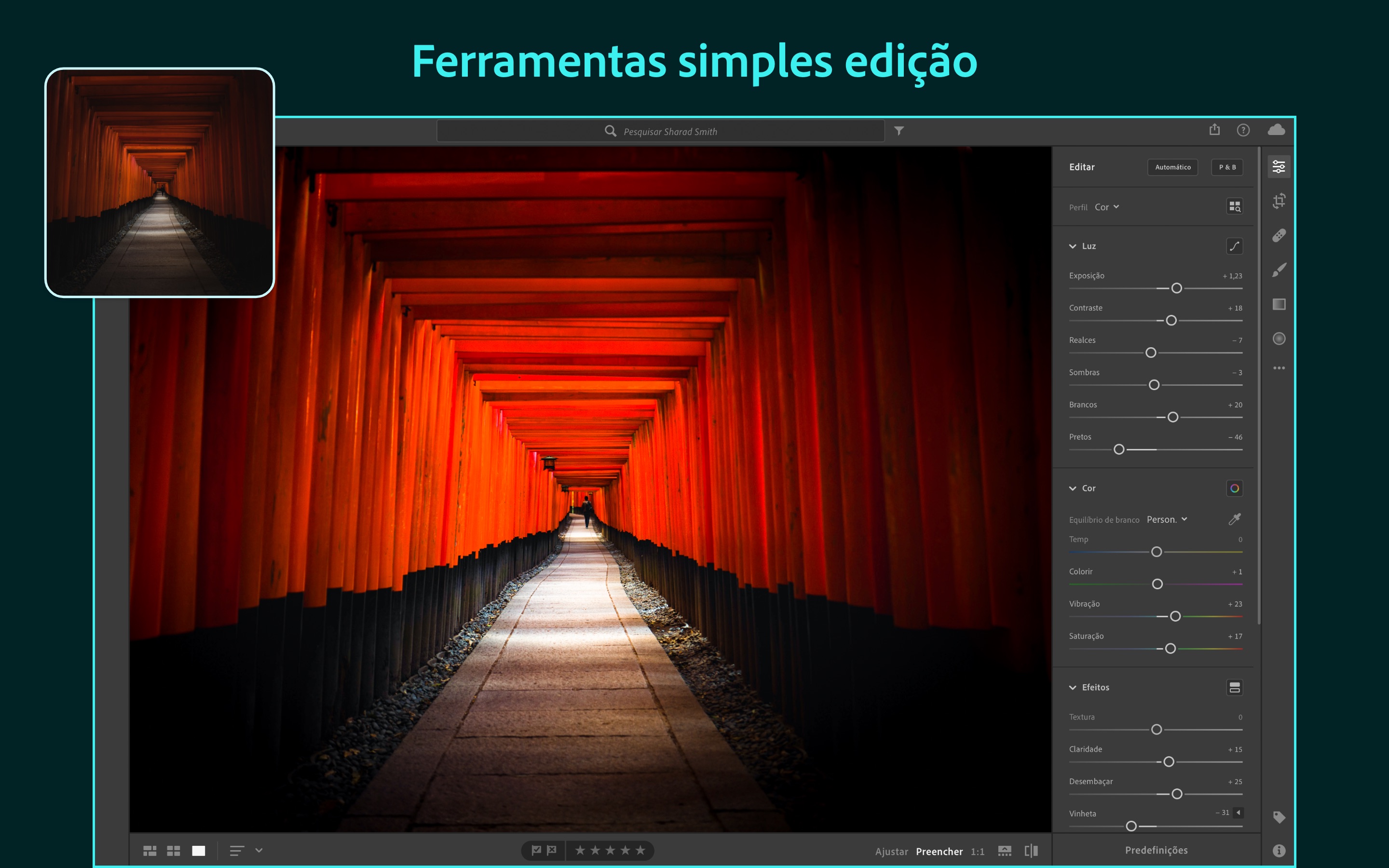 Screenshot do app Adobe Lightroom