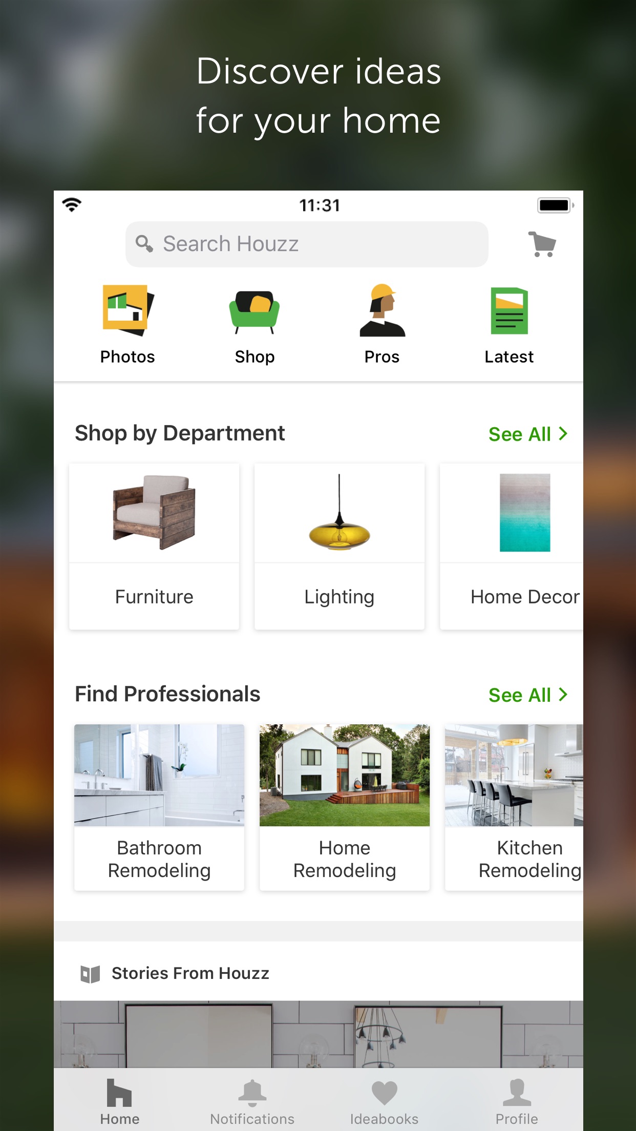 Screenshot do app Houzz - Home Design & Remodel