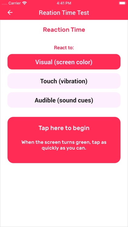 Reaction Speed - Time Test