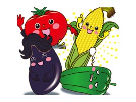 his is tomato, eggplant, cucumber, corn, vegetables sticker of green peppers