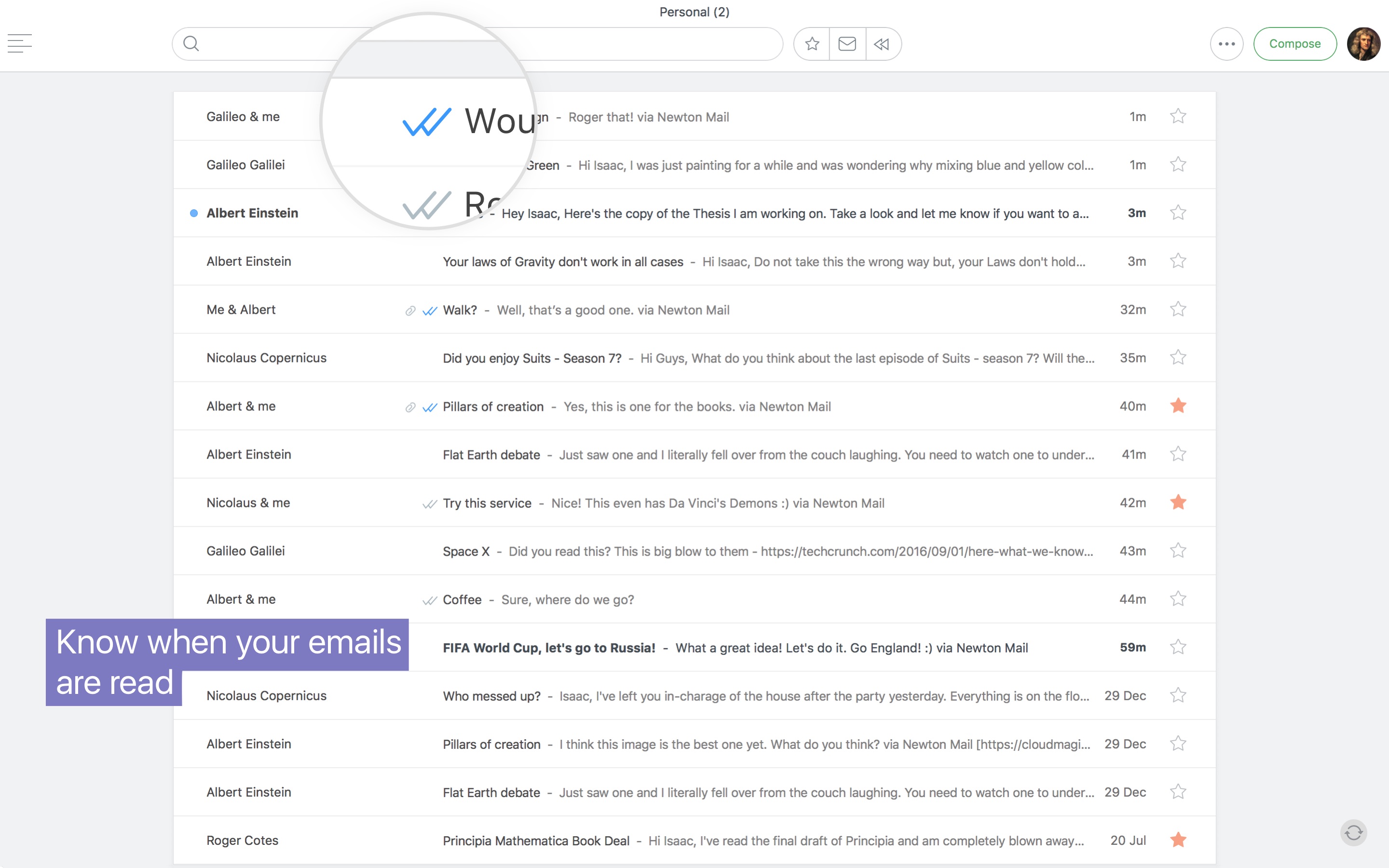 Screenshot do app Newton - Supercharged emailing