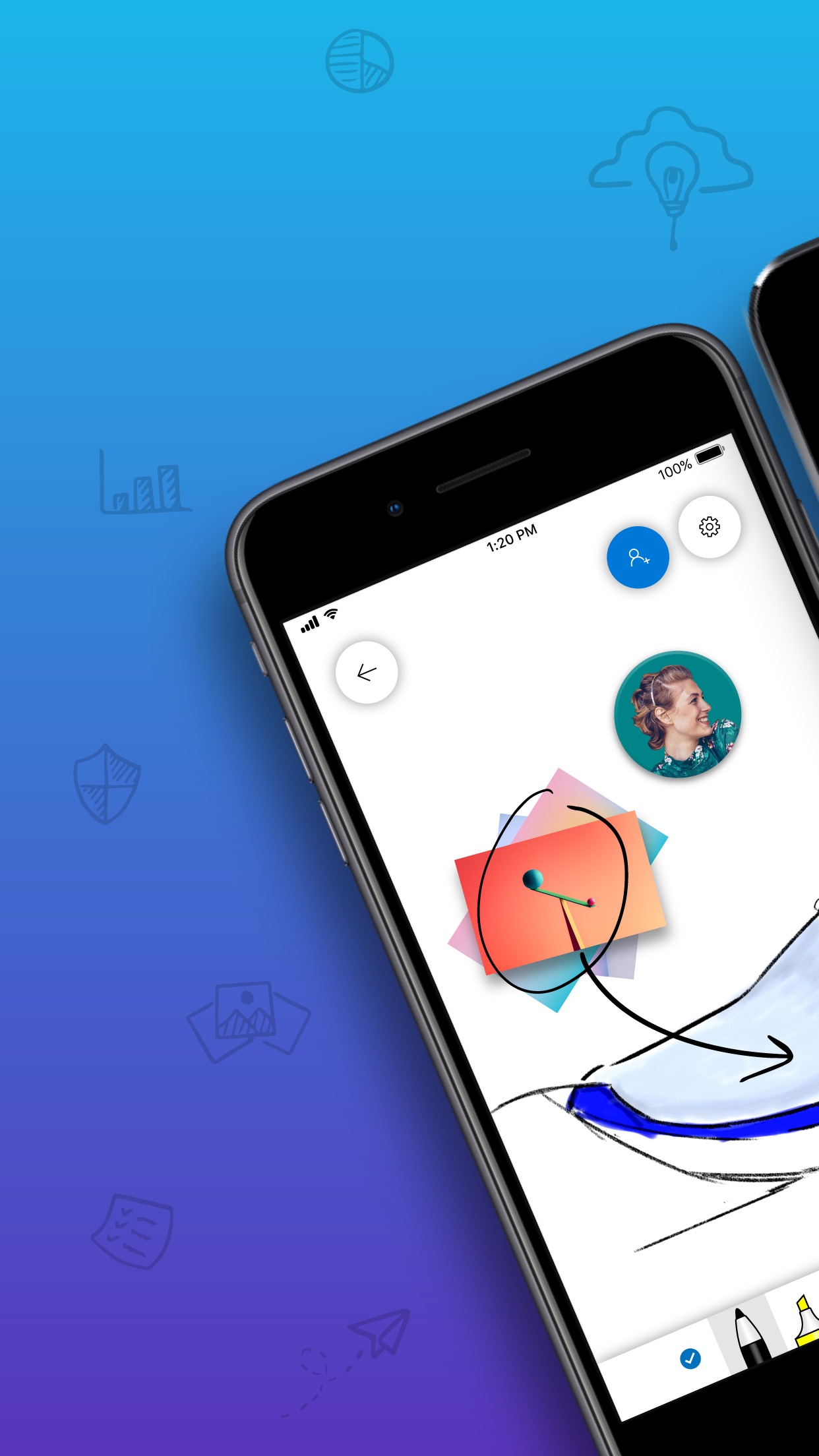 Screenshot do app Microsoft Whiteboard