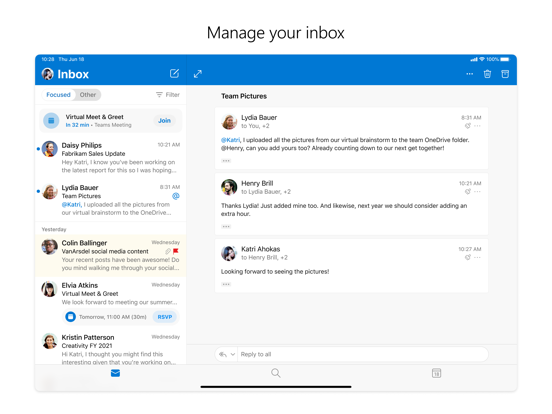 iPad Image of Microsoft Outlook