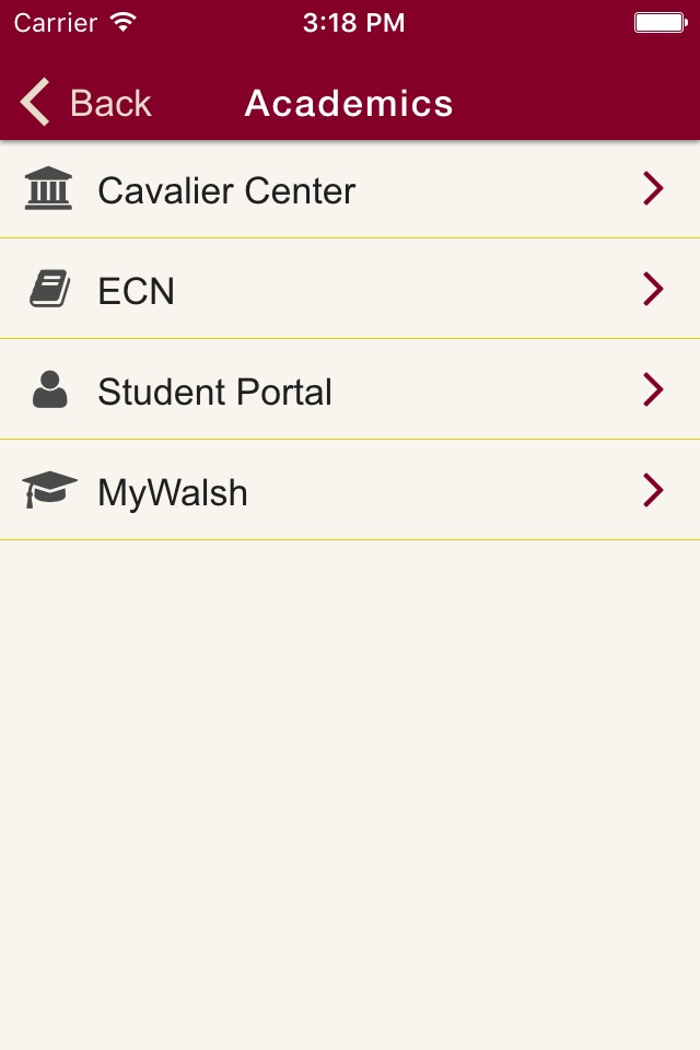Walsh University App screenshot 2