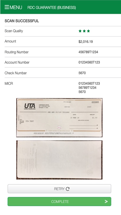 UTA Mobile Deposit