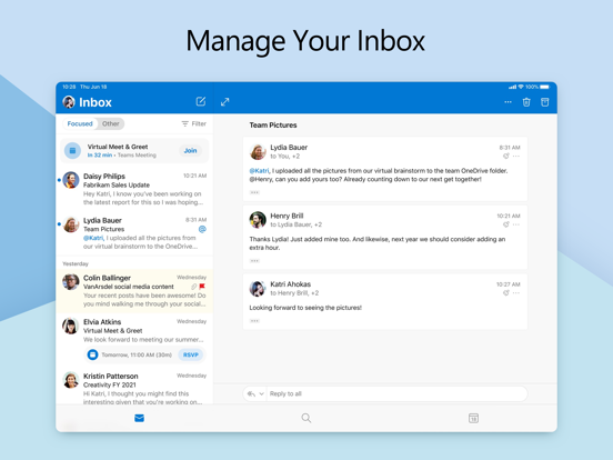 iPad Image of Microsoft Outlook