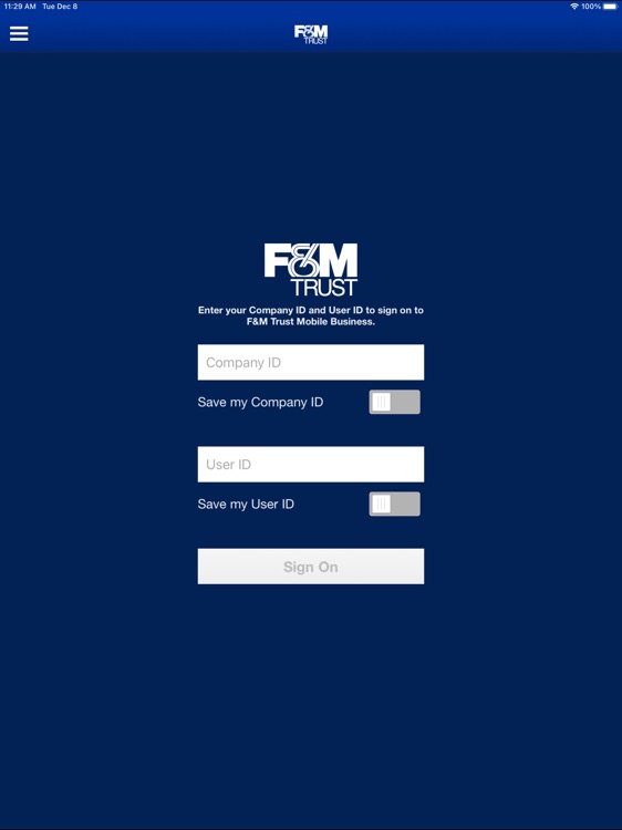 F&M Trust Business for iPad