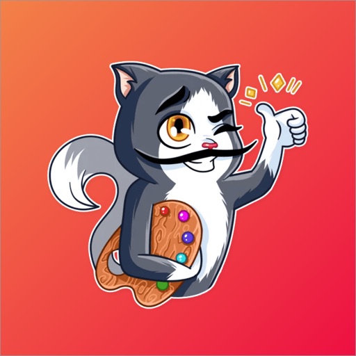 Moustache Cat Sticker icon