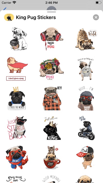 King Pug Stickers