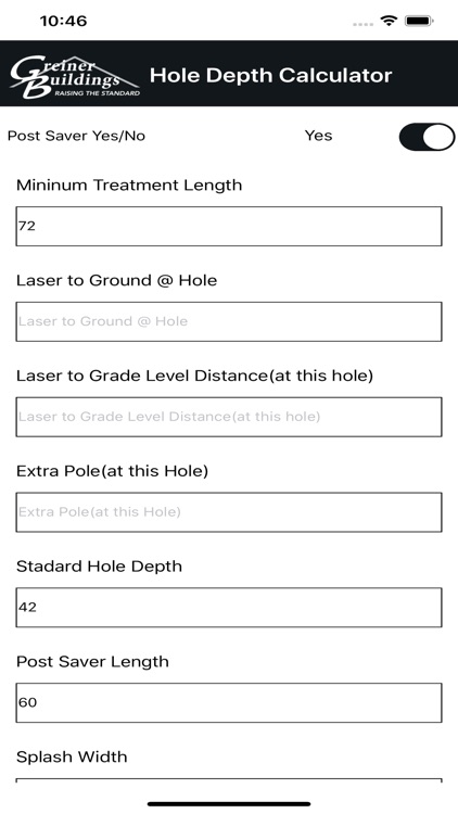 Greiner Hole Depth Calculator