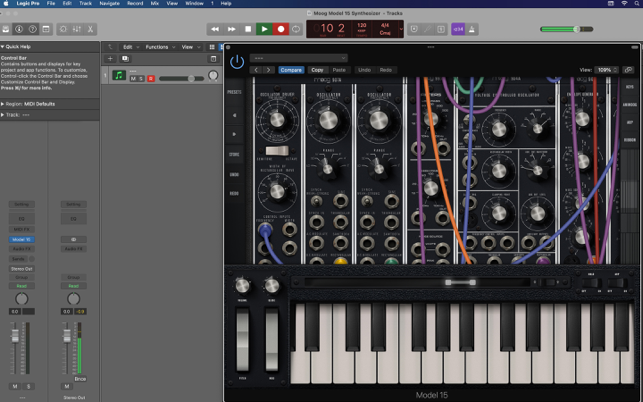 Captura de tela do sintetizador modular Modelo 15