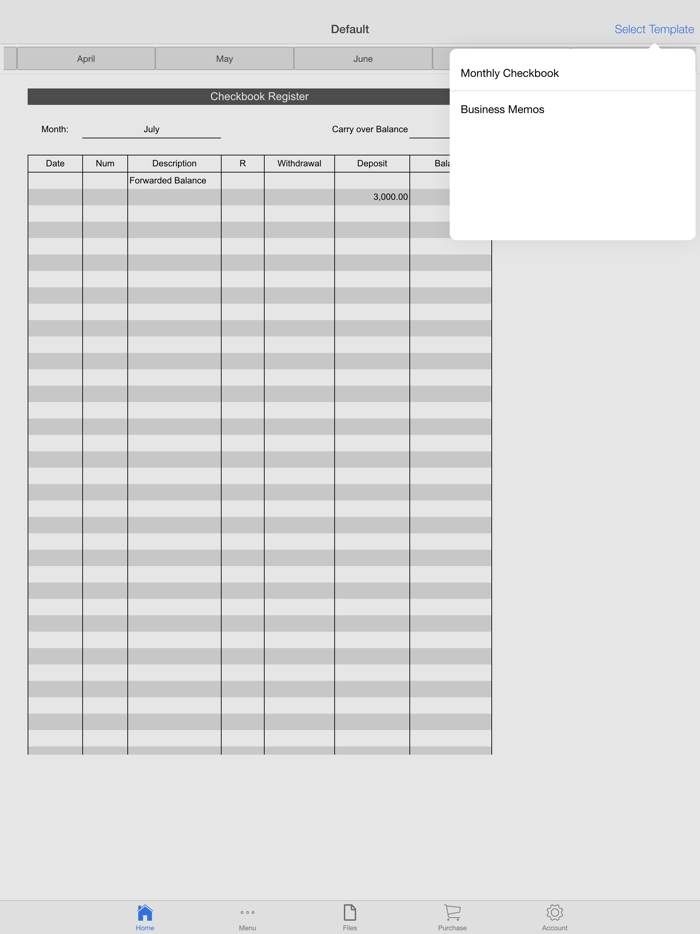 Monthly Check Register