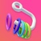 In Off The Hook, your goal is spin the metal shape around, and aim it so the colorful rings end up in the hole