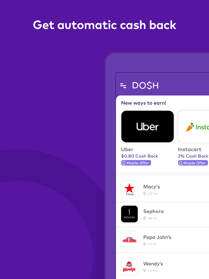Dosh Find Cash Back Deals