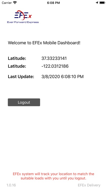 EFEx Mobile Dashboard