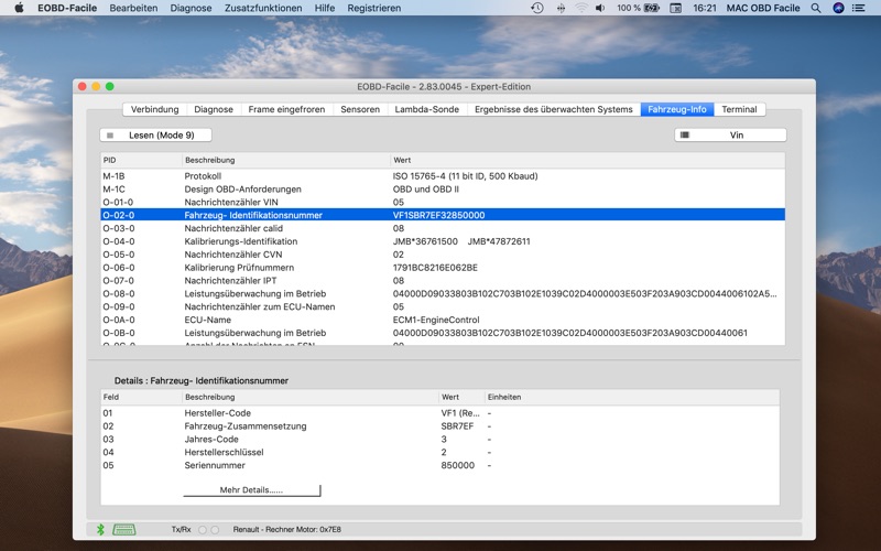 EOBD Facile: OBD2 Kfz Diagnose für Windows Pc 10/8/7 und Mac (Deutsch ...