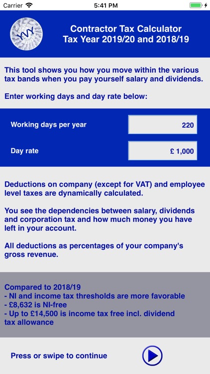 Contractor Tax Calc UK 2019/20