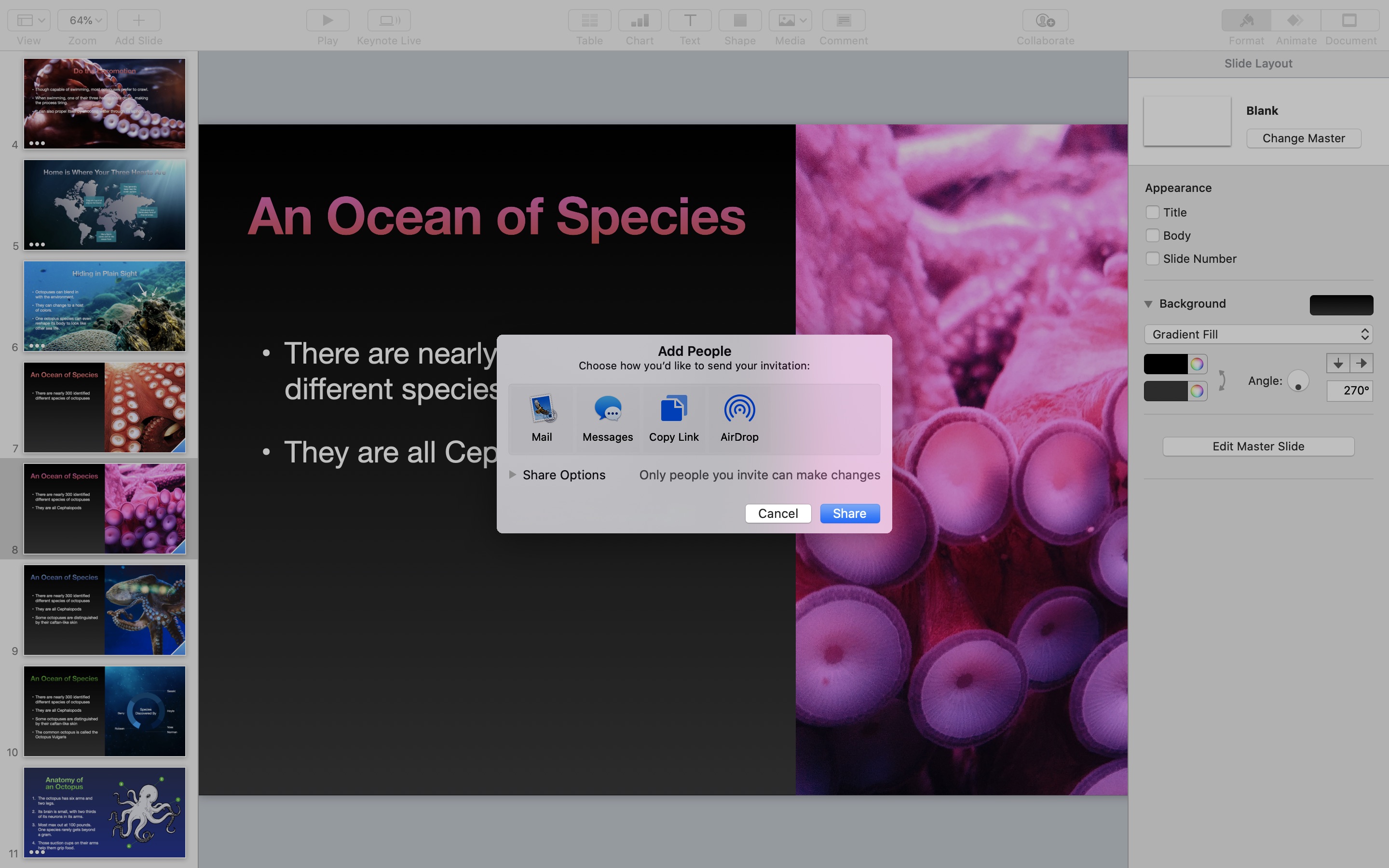 Screenshot do app Keynote
