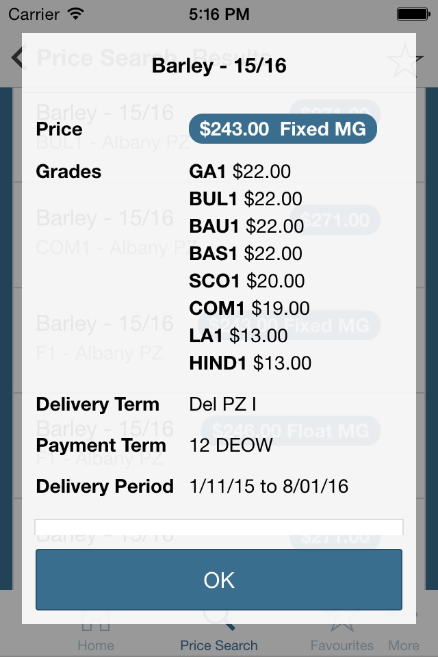 ADM Australia Grain Prices screenshot 2