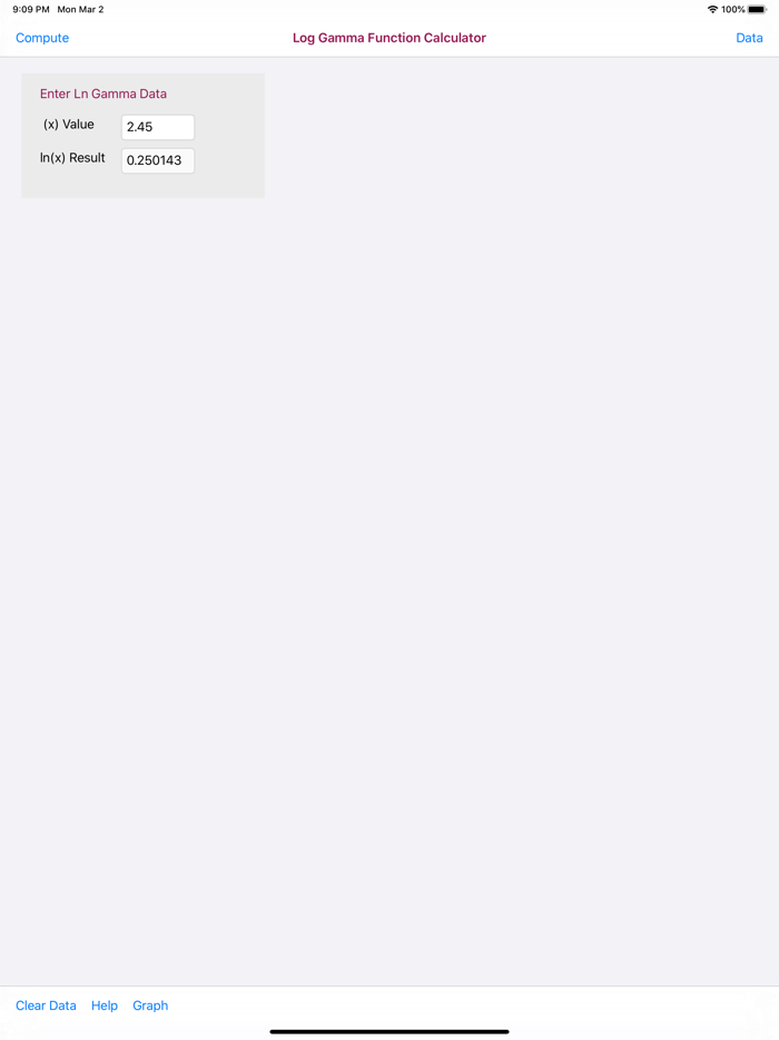 Log Gamma Function Calculator