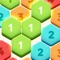 Hexa Cell Connect, number color blocks merge puzzle game