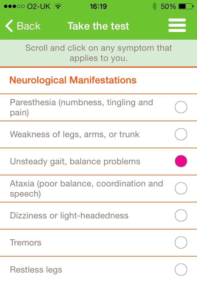 B12 Deficiency - risk checker screenshot 2