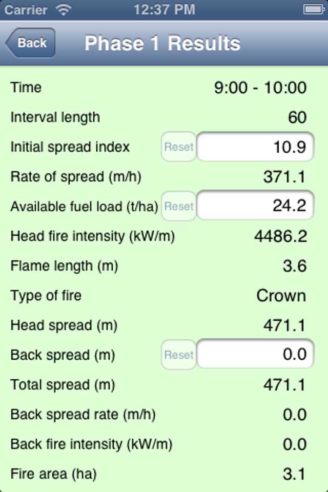 Fire Behaviour Calculator screenshot 2
