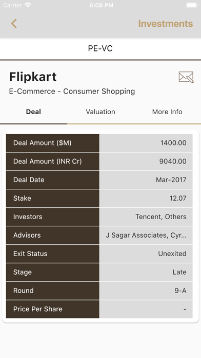 PE-VC Deals Database screenshot 3