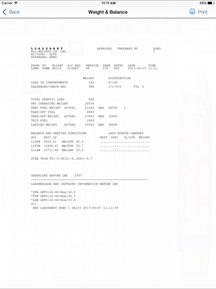 Weight and Balance G200