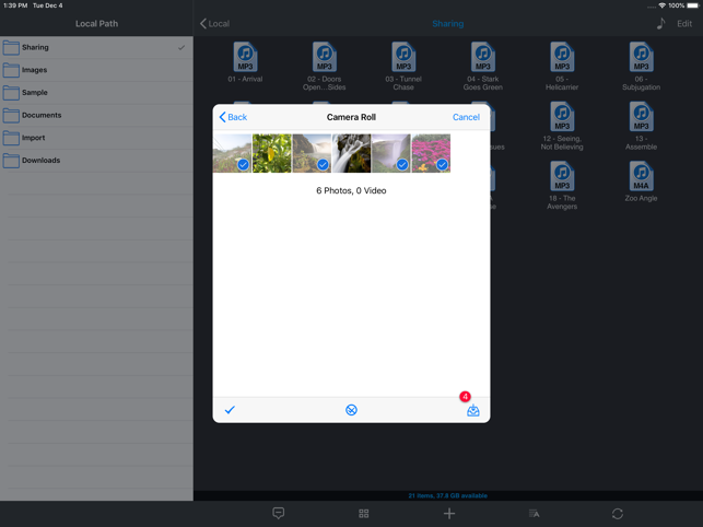 Unità del telefono: screenshot della sincronizzazione dell'archivio file