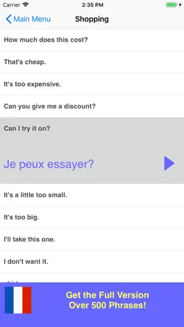 Game screenshot Speak French Phrasebook Lite hack