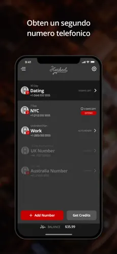 Captura 1 Hushed - segundo número iphone