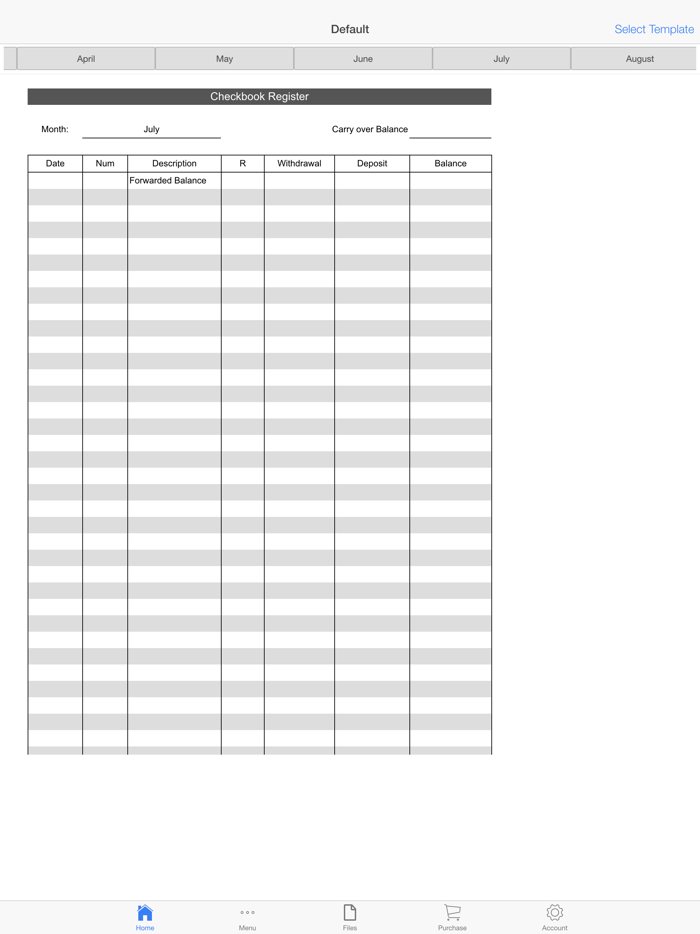 Monthly Check Register