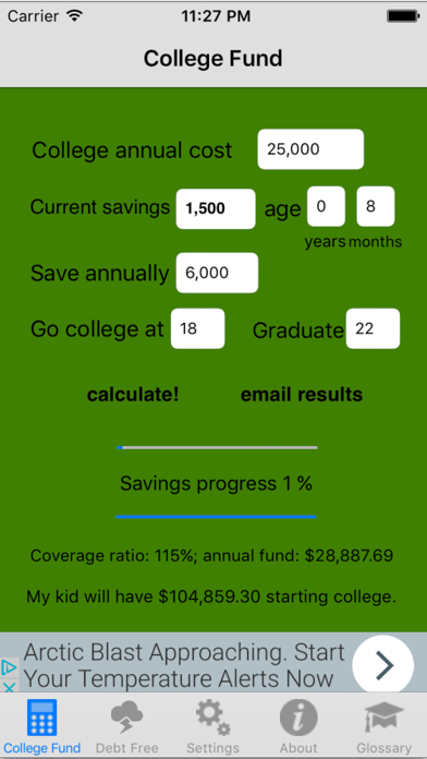 How to cancel & delete collegeFund ~college loan calc from iphone & ipad 1