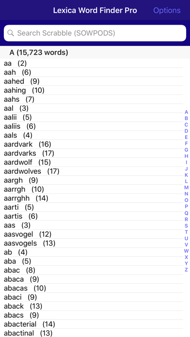 Lexica Word Finder for Scrabble Pro screenshot 1