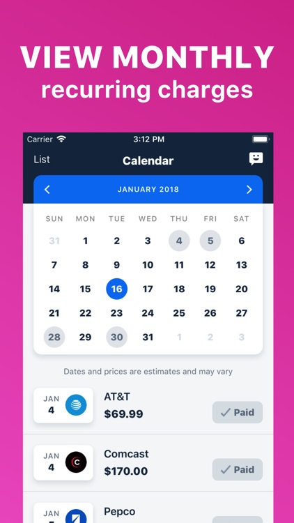 Truebill Budget & Bill Tracker