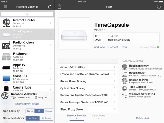 iNet for iPad Network Scanner Screenshots